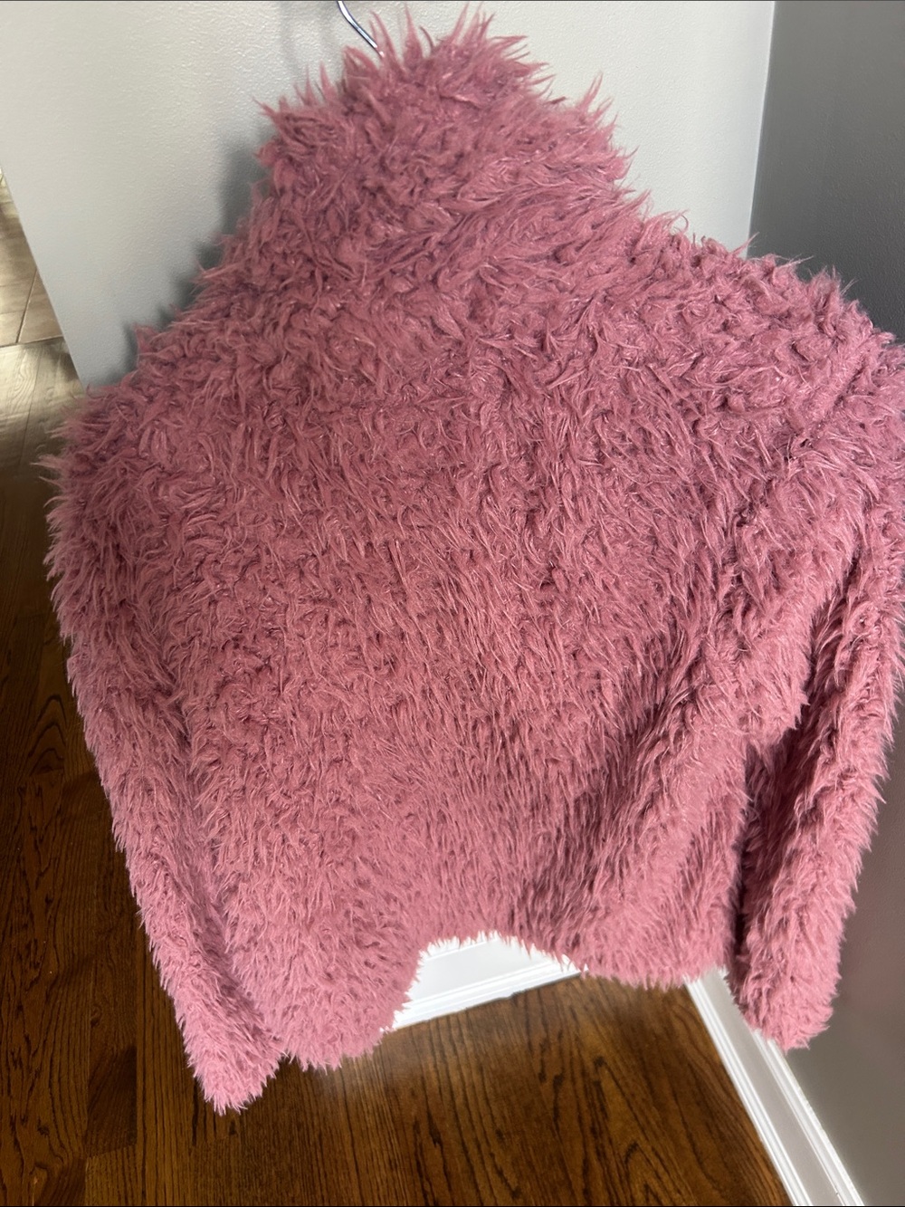 Aeropostale Plush Shaggy Open-Front Coat in Dusty Pink Size S/M - Picture 3 of 3